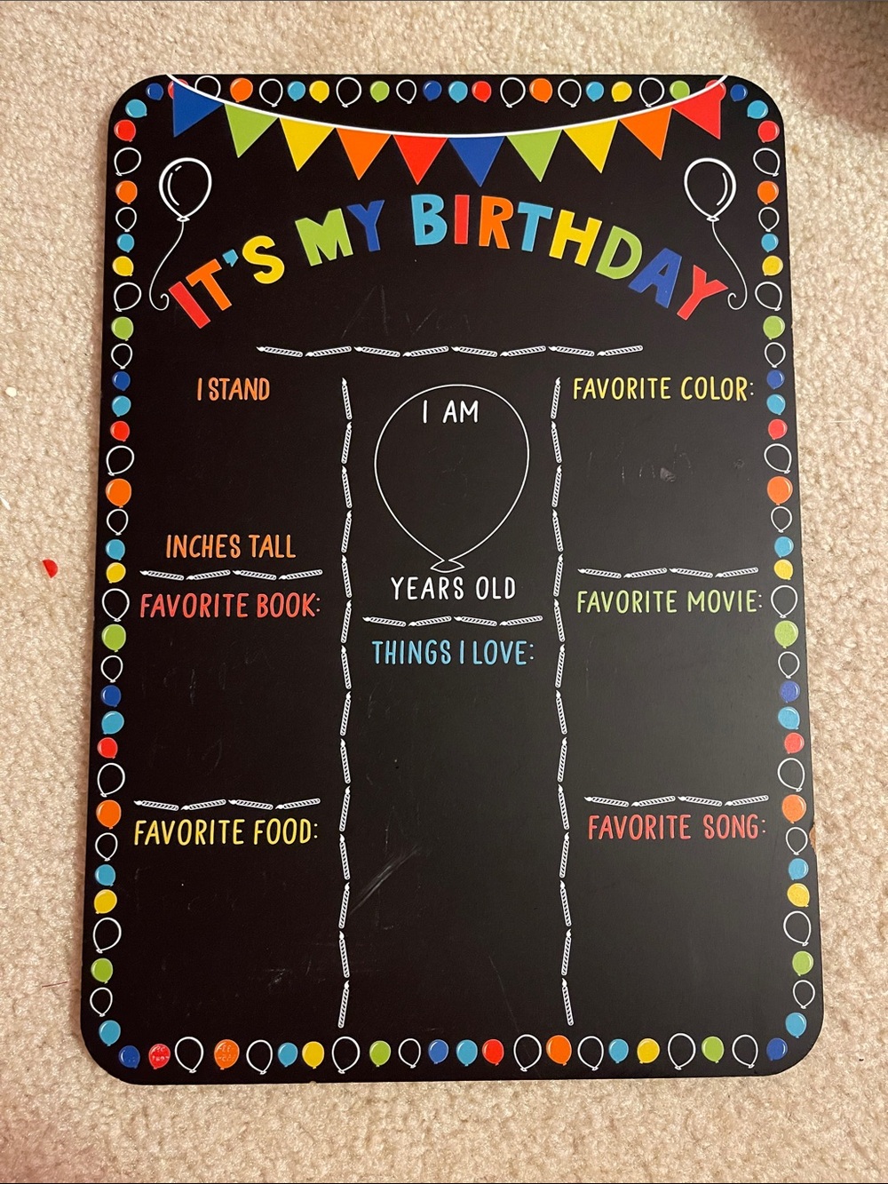 Michaels Black Chalkboard Birthday Milestone Sign with Multicolor Accents